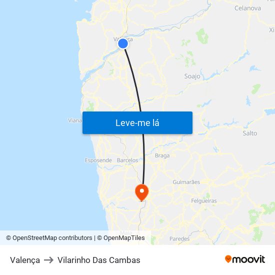 Valença to Vilarinho Das Cambas map