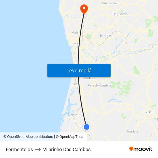 Fermentelos to Vilarinho Das Cambas map