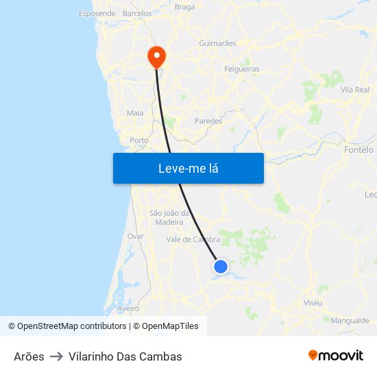 Arões to Vilarinho Das Cambas map