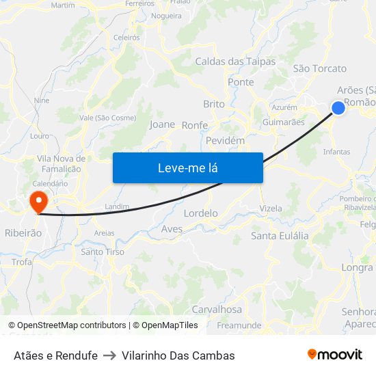 Atães e Rendufe to Vilarinho Das Cambas map