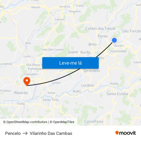 Pencelo to Vilarinho Das Cambas map
