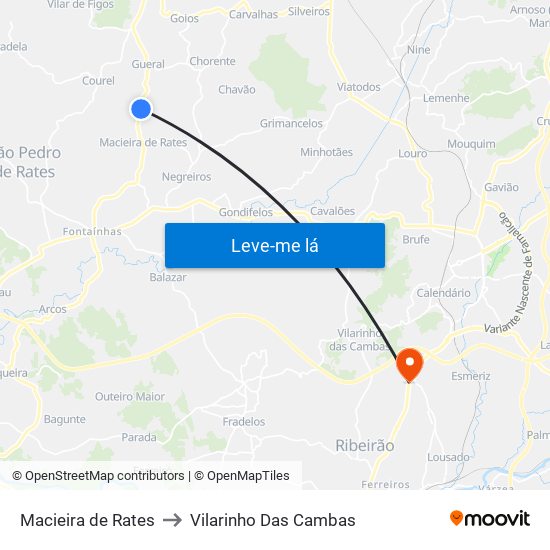 Macieira de Rates to Vilarinho Das Cambas map