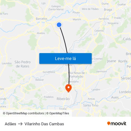 Adães to Vilarinho Das Cambas map