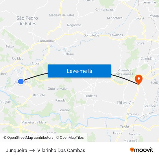 Junqueira to Vilarinho Das Cambas map
