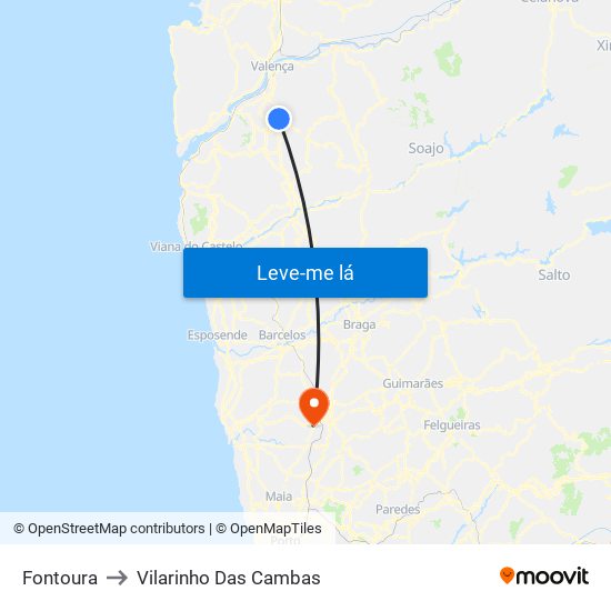 Fontoura to Vilarinho Das Cambas map