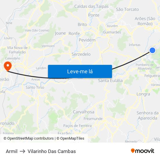 Armil to Vilarinho Das Cambas map