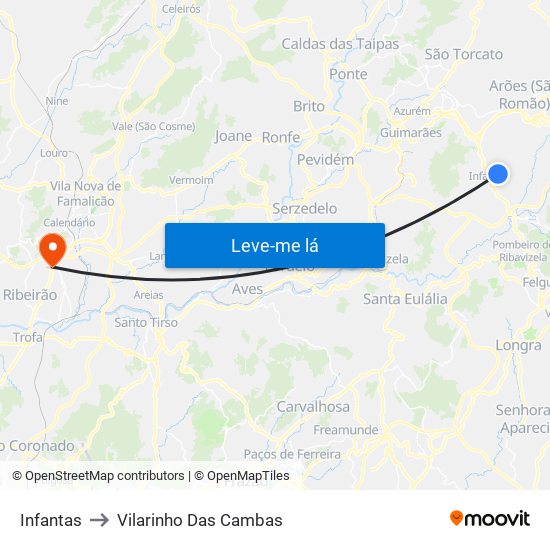 Infantas to Vilarinho Das Cambas map