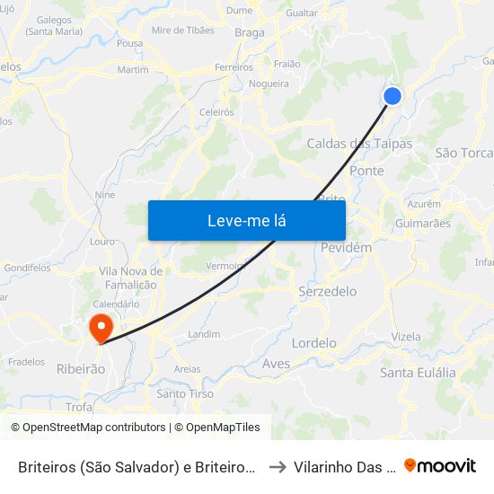 Briteiros (São Salvador) e Briteiros (Santa Leocádia) to Vilarinho Das Cambas map