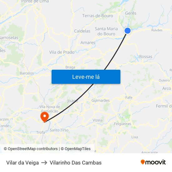 Vilar da Veiga to Vilarinho Das Cambas map