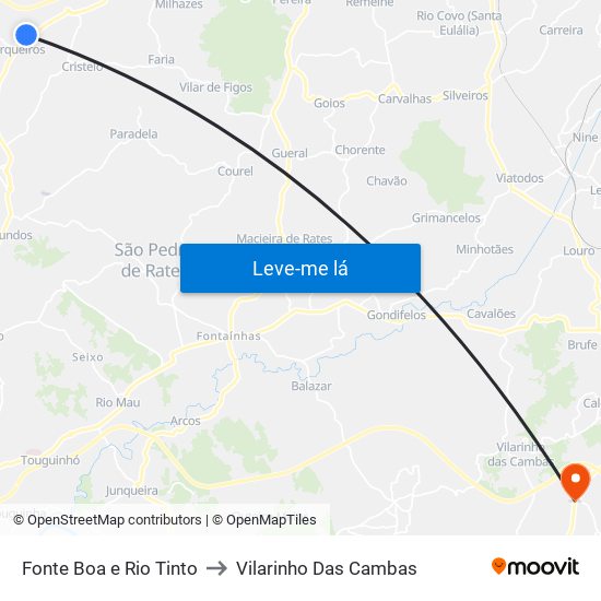 Fonte Boa e Rio Tinto to Vilarinho Das Cambas map
