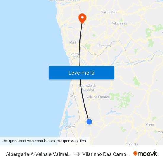 Albergaria-A-Velha e Valmaior to Vilarinho Das Cambas map
