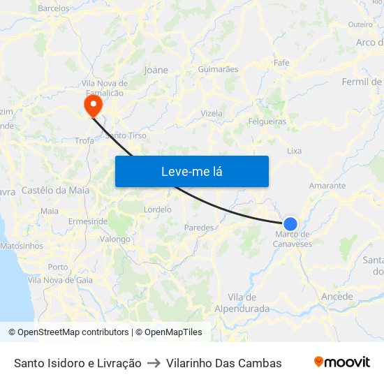 Santo Isidoro e Livração to Vilarinho Das Cambas map