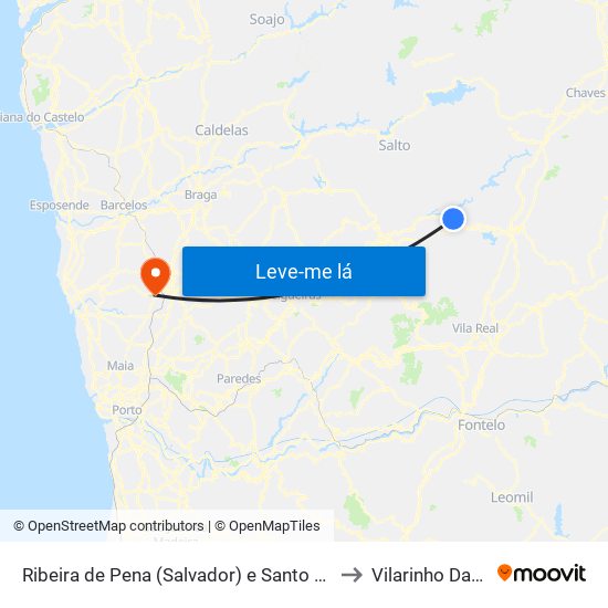 Ribeira de Pena (Salvador) e Santo Aleixo de Além-Tâmega to Vilarinho Das Cambas map