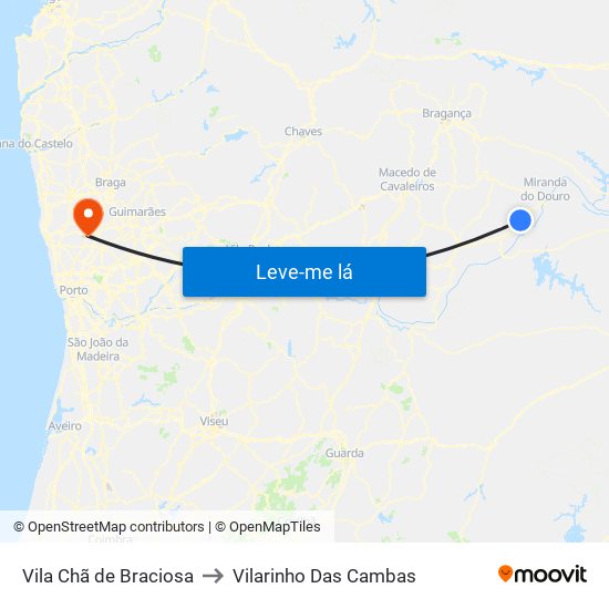 Vila Chã de Braciosa to Vilarinho Das Cambas map