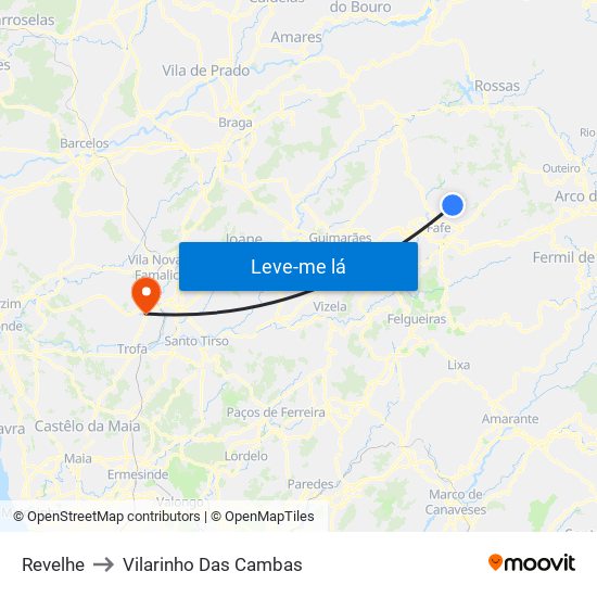 Revelhe to Vilarinho Das Cambas map