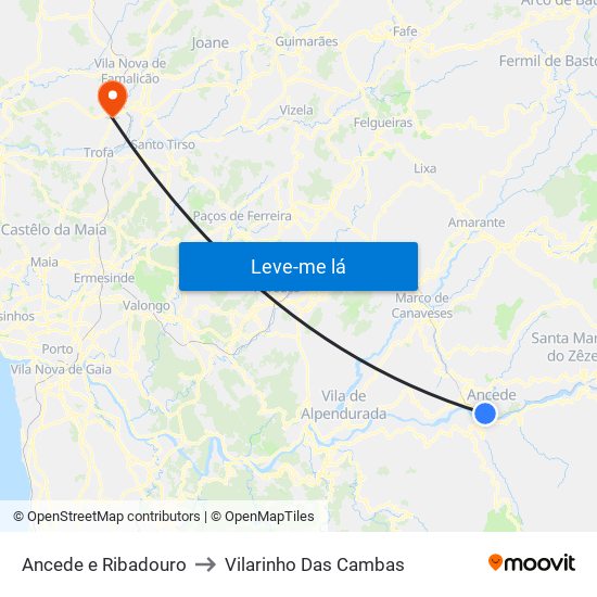 Ancede e Ribadouro to Vilarinho Das Cambas map