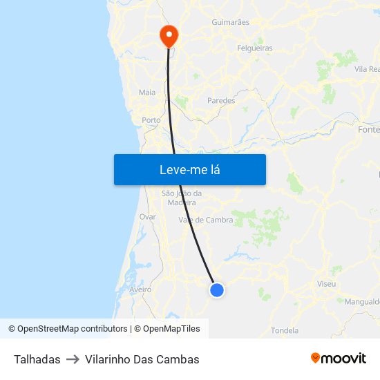 Talhadas to Vilarinho Das Cambas map