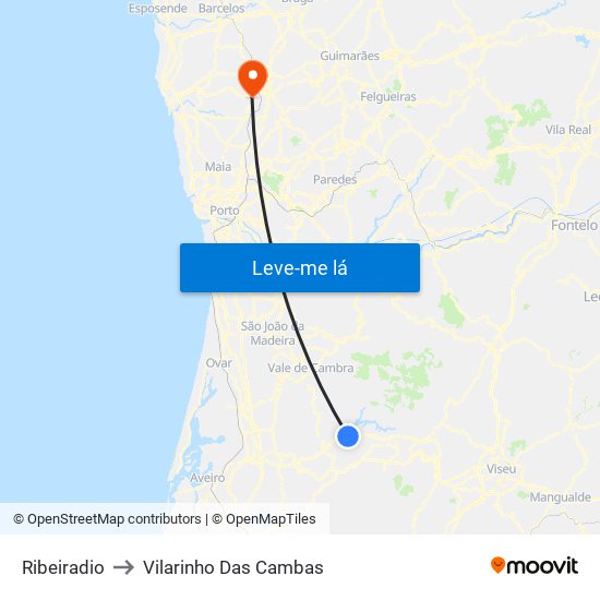 Ribeiradio to Vilarinho Das Cambas map