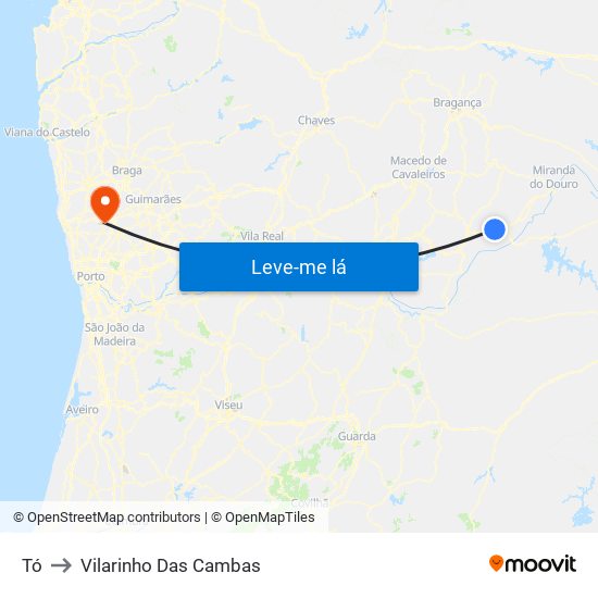 Tó to Vilarinho Das Cambas map