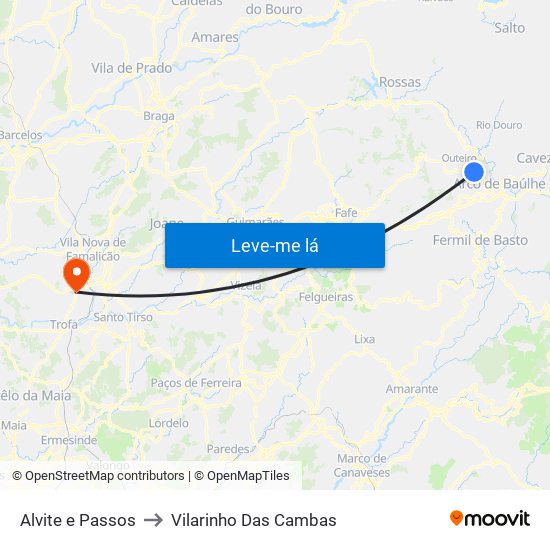 Alvite e Passos to Vilarinho Das Cambas map