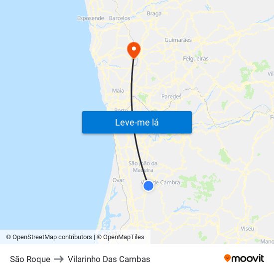 São Roque to Vilarinho Das Cambas map