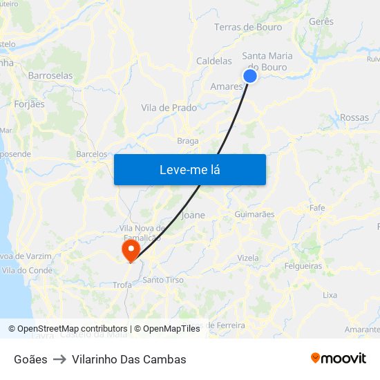 Goães to Vilarinho Das Cambas map