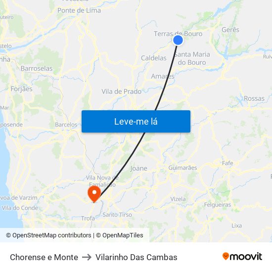 Chorense e Monte to Vilarinho Das Cambas map