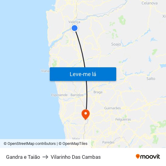 Gandra e Taião to Vilarinho Das Cambas map