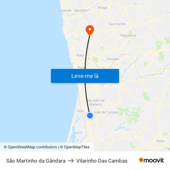 São Martinho da Gândara to Vilarinho Das Cambas map