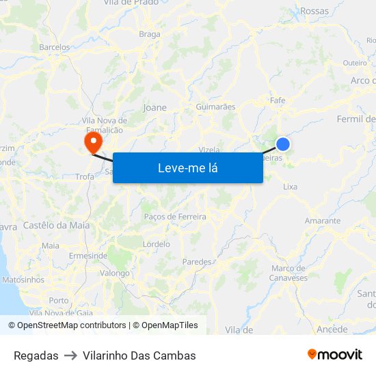 Regadas to Vilarinho Das Cambas map