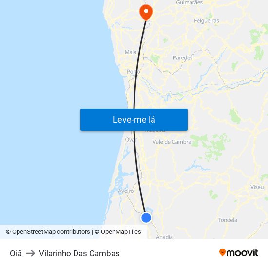 Oiã to Vilarinho Das Cambas map