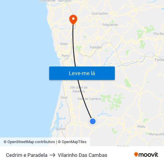 Cedrim e Paradela to Vilarinho Das Cambas map