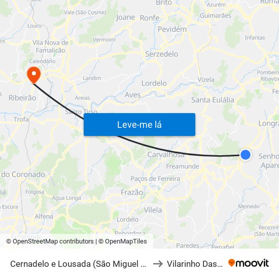 Cernadelo e Lousada (São Miguel e Santa Margarida) to Vilarinho Das Cambas map