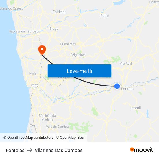 Fontelas to Vilarinho Das Cambas map