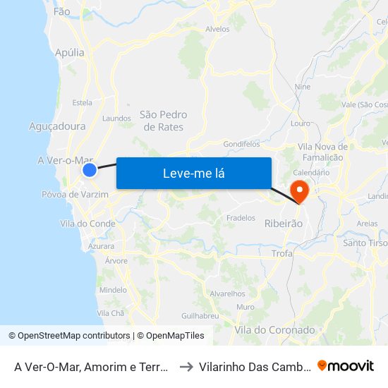 A Ver-O-Mar, Amorim e Terroso to Vilarinho Das Cambas map