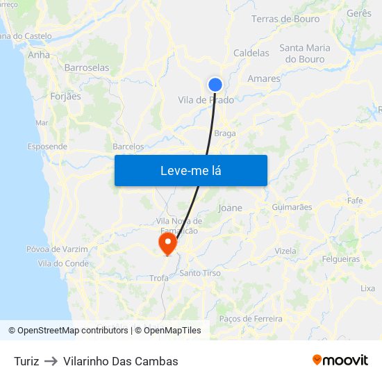 Turiz to Vilarinho Das Cambas map