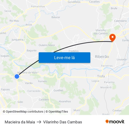 Macieira da Maia to Vilarinho Das Cambas map