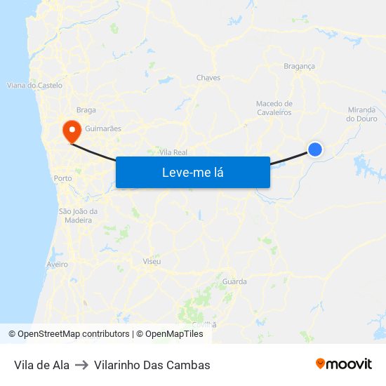 Vila de Ala to Vilarinho Das Cambas map