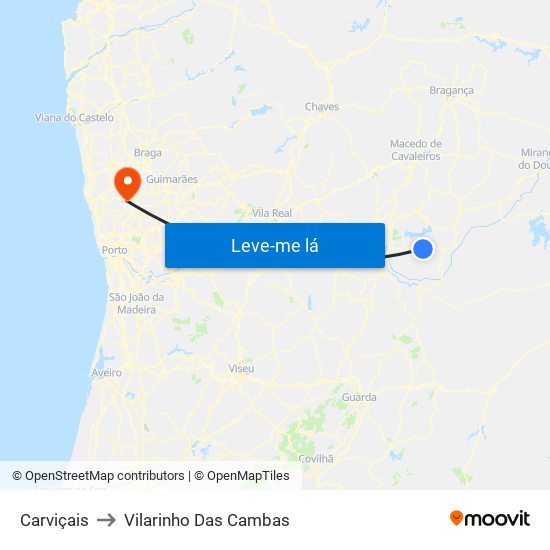Carviçais to Vilarinho Das Cambas map