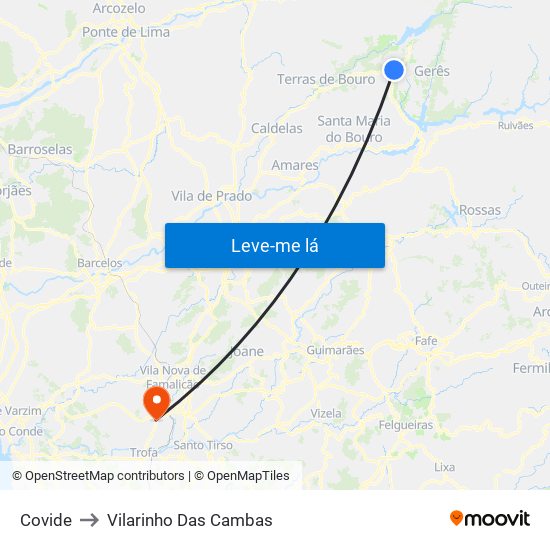 Covide to Vilarinho Das Cambas map