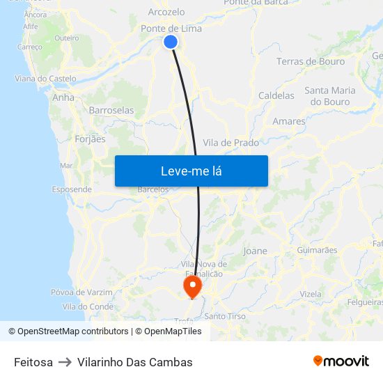 Feitosa to Vilarinho Das Cambas map