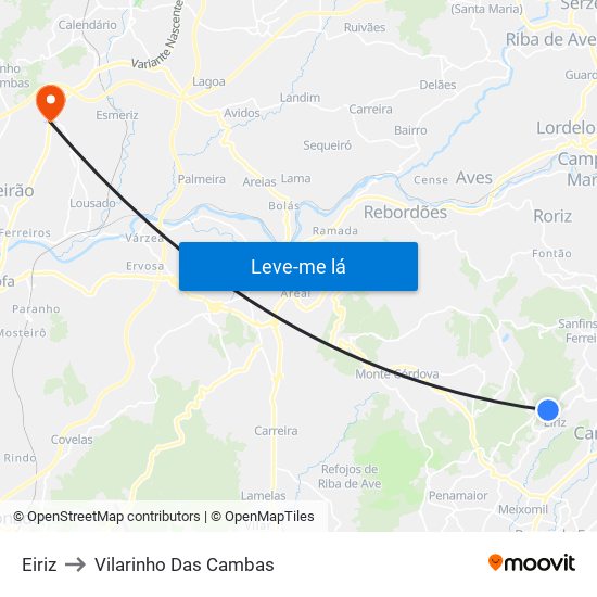 Eiriz to Vilarinho Das Cambas map