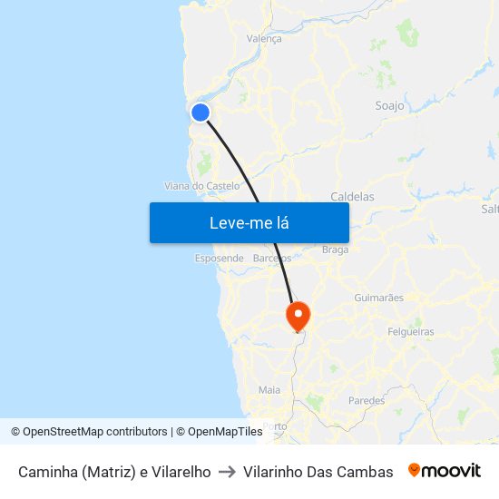 Caminha (Matriz) e Vilarelho to Vilarinho Das Cambas map