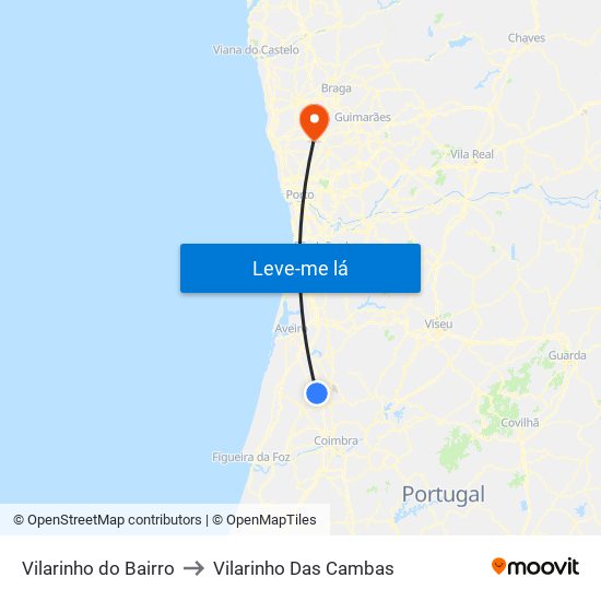 Vilarinho do Bairro to Vilarinho Das Cambas map