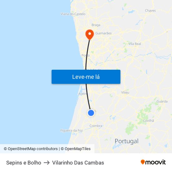 Sepins e Bolho to Vilarinho Das Cambas map