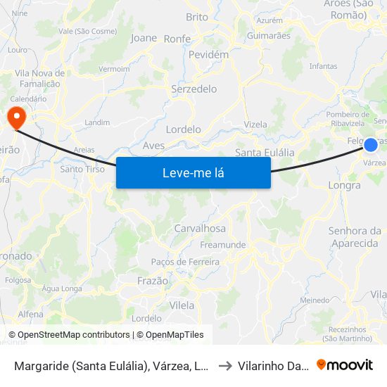 Margaride (Santa Eulália), Várzea, Lagares, Varziela e Moure to Vilarinho Das Cambas map