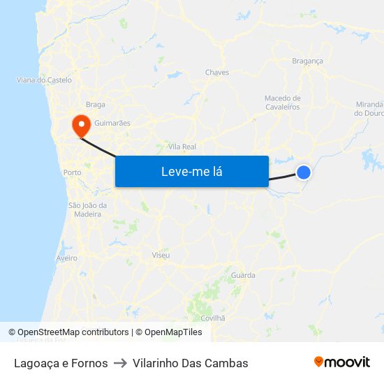 Lagoaça e Fornos to Vilarinho Das Cambas map