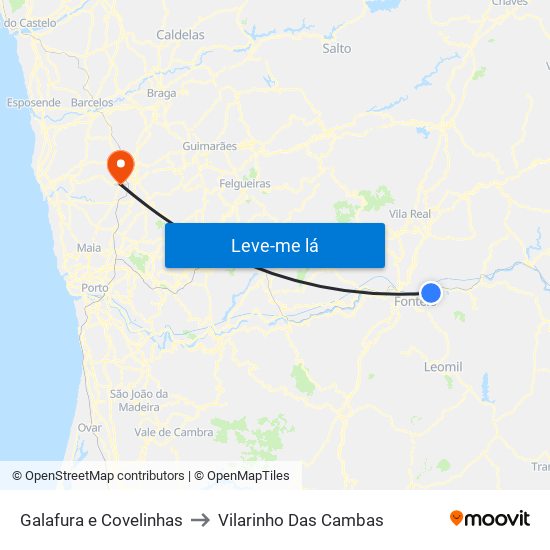 Galafura e Covelinhas to Vilarinho Das Cambas map