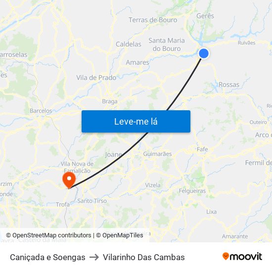 Caniçada e Soengas to Vilarinho Das Cambas map