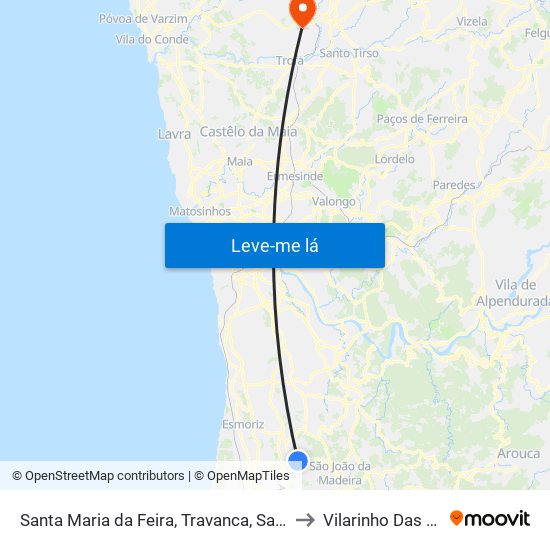 Santa Maria da Feira, Travanca, Sanfins e Espargo to Vilarinho Das Cambas map